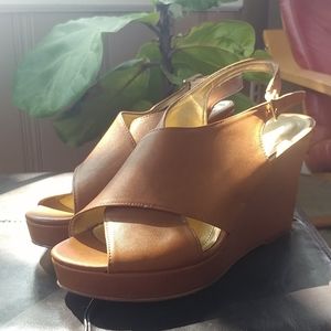 Style&Co Faux Leather Wedges Summer Brown 8.5